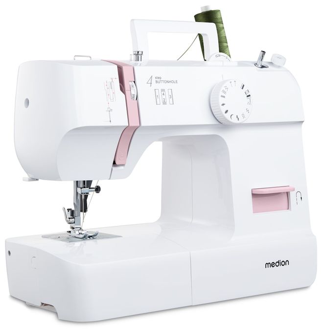 LIFE Nähmaschine SM70 (MD 11179) 12 verschiedene Stickmuster, 4 Schritte Knoploch, einstellbare Stichlänge, 70 Watt Motorleistung 