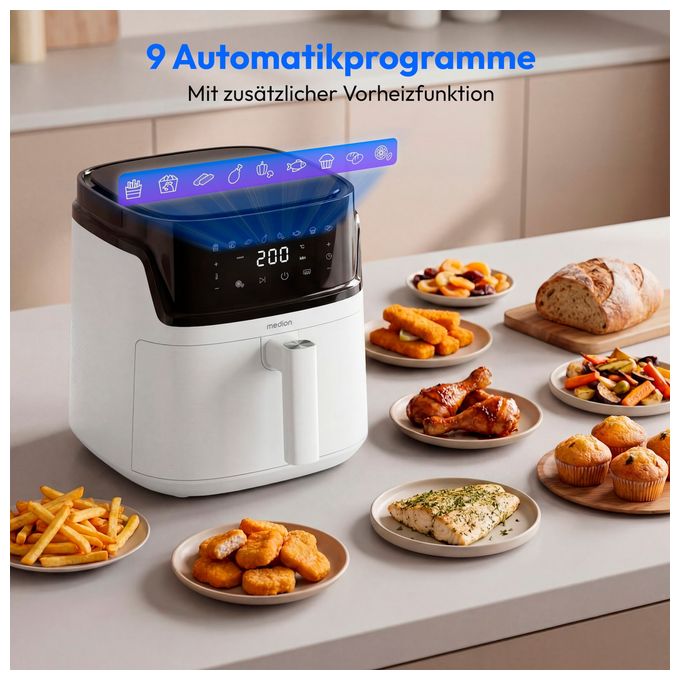 Heißluftfritteuse 7,2 l 1650 W  Life P15 XL (Weiß, Schwarz) 