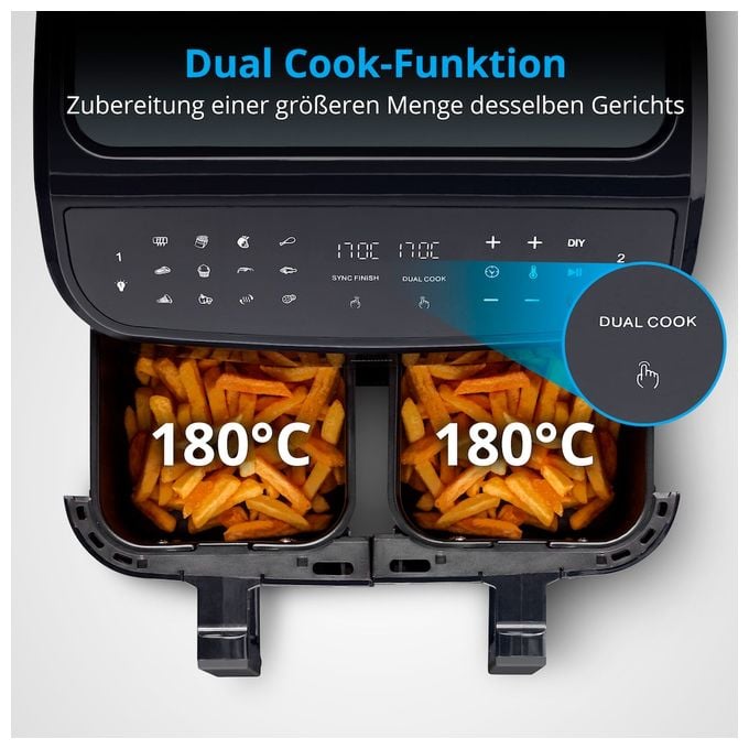 Doppel Heißluftfritteuse 8,7 l 2600 W  Life P20 XXL MD11760 (Schwarz) 