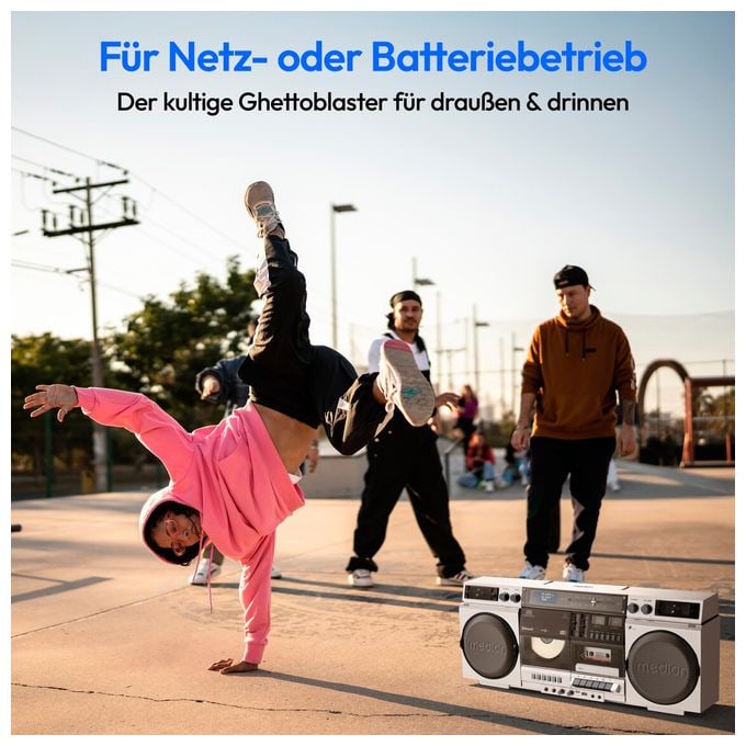 DAB+, FM, PLL 20 W Bluetooth  Life P66538 Retro Boombox (Weiß) 