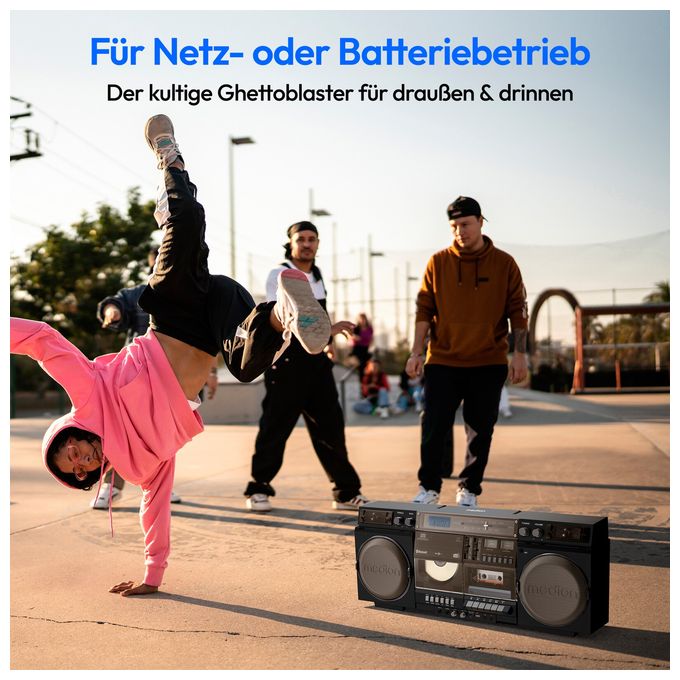 DAB+, FM, PLL 20 W Bluetooth  Life P66538 Retro Boombox (Schwarz) 