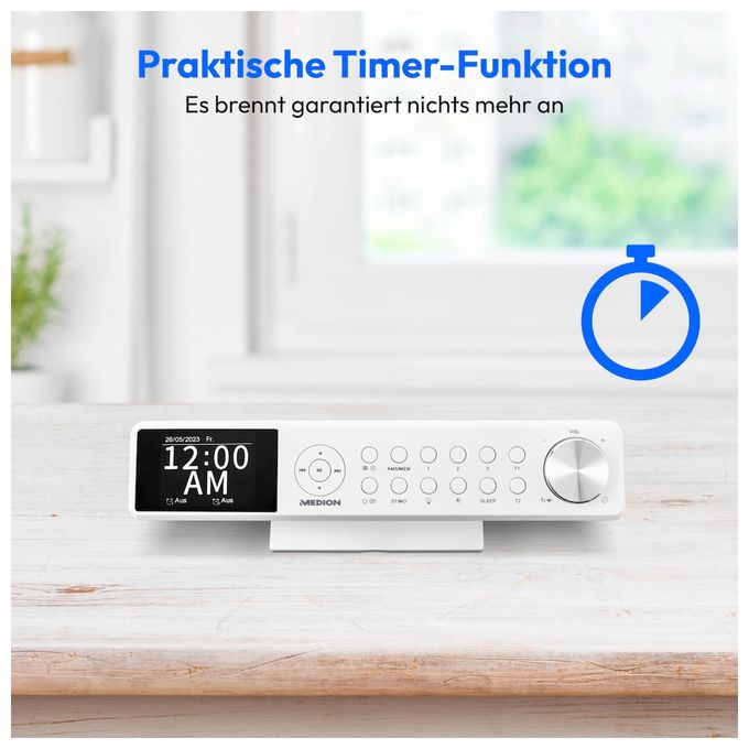 Bluetooth DAB+, PLL, UKW Radio Uhr  Life P66750 (Weiß) 