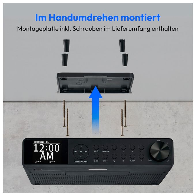 Bluetooth DAB+, PLL, UKW Radio Uhr  Life P66750 (Schwarz) 