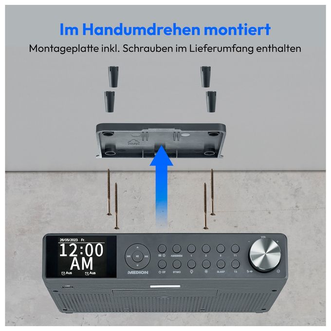 Bluetooth DAB+, PLL, UKW Radio Uhr  Life P66750 (Grau) 