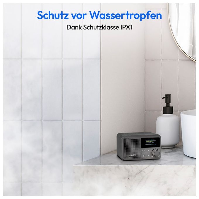 Bluetooth DAB+, UKW Radio Tragbar IPX1  Life S66822 (Grau) 