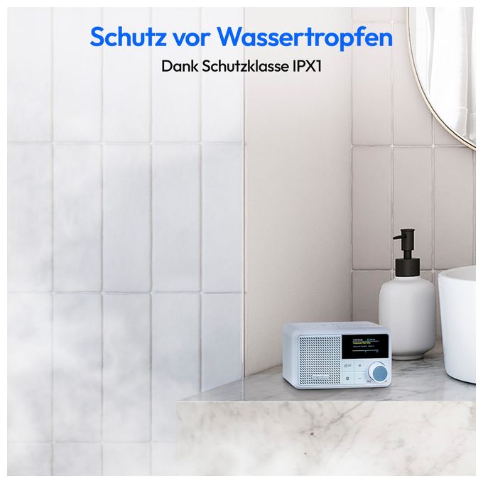 Bluetooth DAB+, UKW Radio Tragbar IPX1  Life S66822 (Aqua-Farbe) 