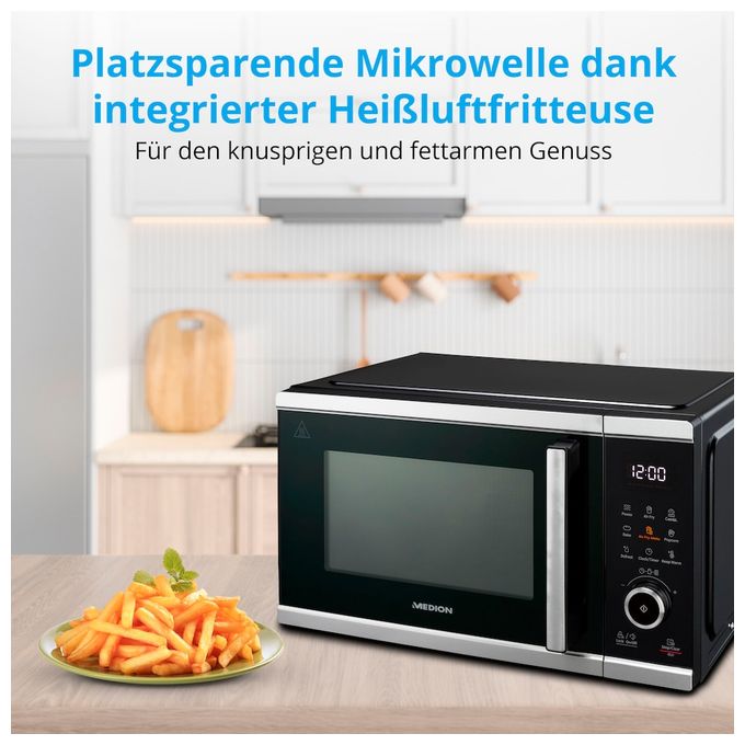 Freistehende Mikrowelle 900 W Größe: mittel  MD11499 (Schwarz, Edelstahl) 