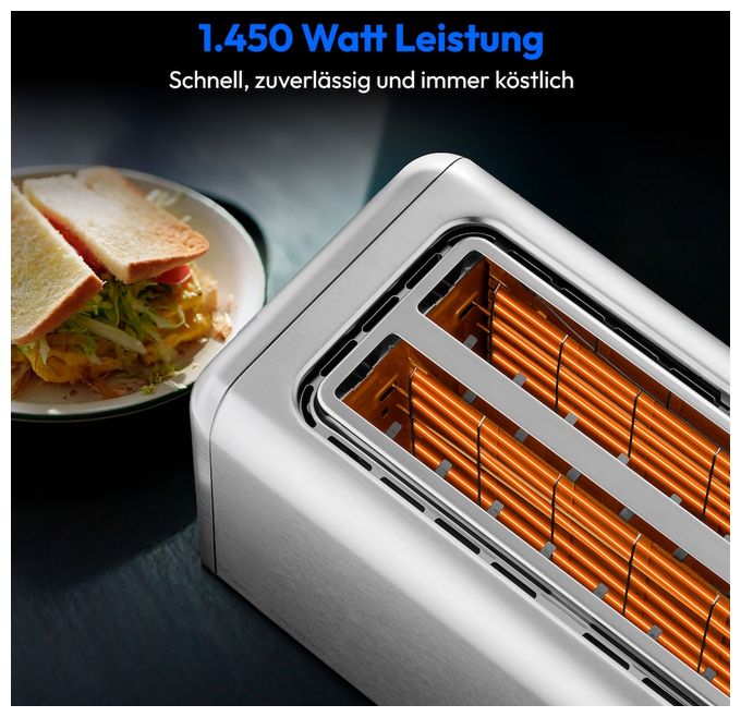 Toaster 1450 W 4 Scheibe(n) 7 Stufen  MD12103 (Silber) 