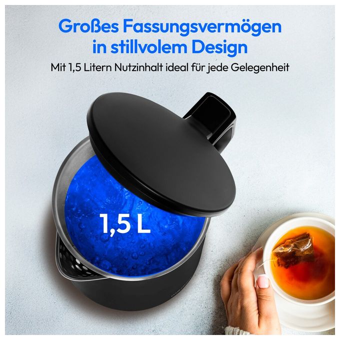 1,5 l Wasserkocher 2200 W  MD12105 (Schwarz) 
