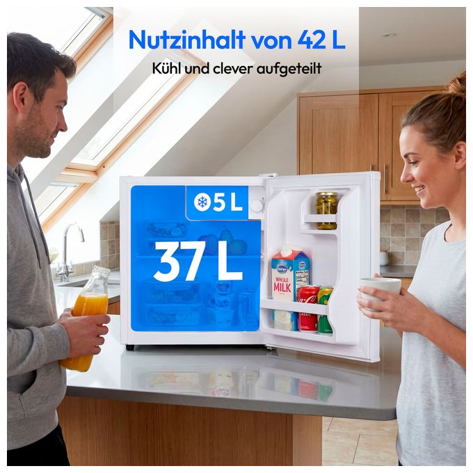 42 l / 37 l Tischkühlschrank EEK: E 80 kWh Jahr  MD370001 (Weiß) 