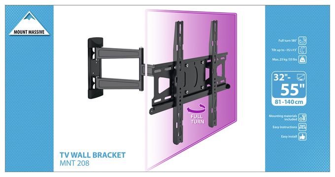 Wand Halterung bis 139,7 cm (55") 25 kg -15 - 15° MNT208 