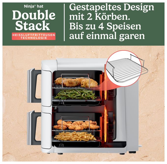Doppel Heißluftfritteuse 9,5 l 2470 W  SL400EU XL (Weiß) 
