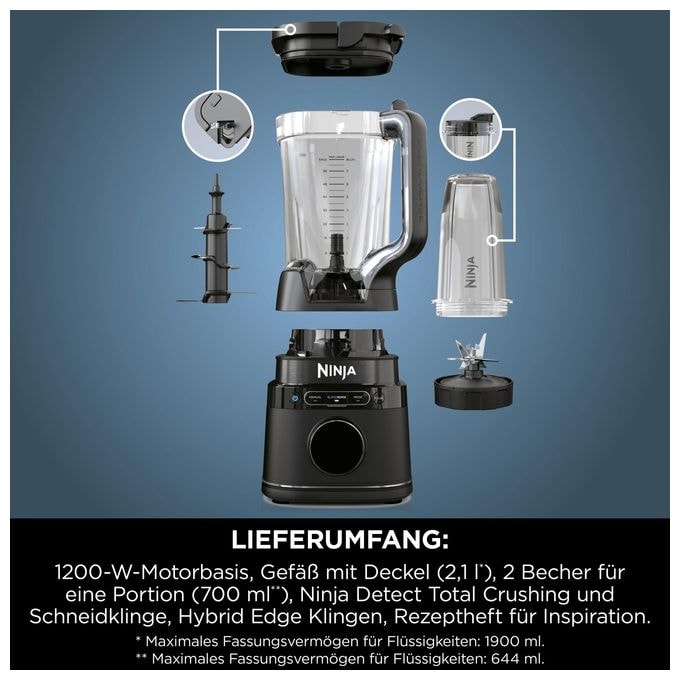 2,1 l Standmixer 10 Geschwindigkeiten 1200 W  TB301EU Detect Power Mixer Pro (Schwarz) 