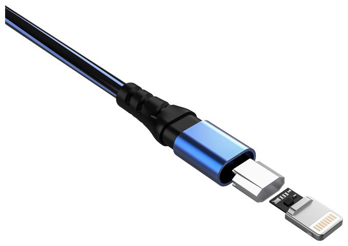 0,48 Gbit/s Stecker Rundkabel USB A auf Lightning 1 m  USB Plus Li (Schwarz, Blau) 