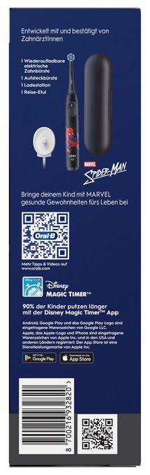 Rotierende Zahnbürste für Kinder  iO Kids 6+ Spiderman (Schwarz) 