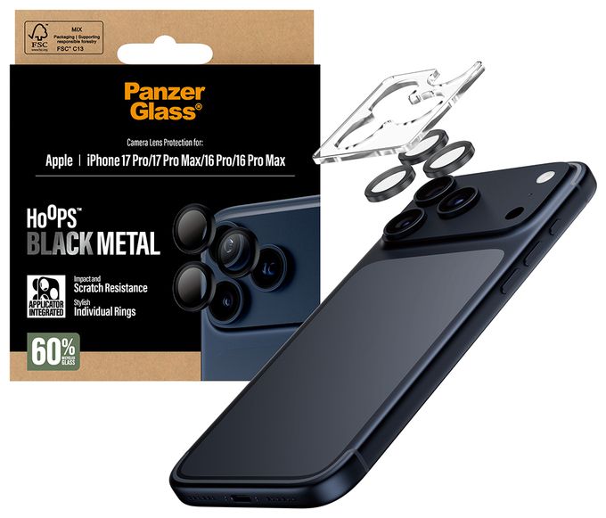 Klare Bildschirmschutzfolie Gehärtetes Glas, Silikon für  Apple Apple - iPhone 17 Pro, Apple - iPhone 17 Pro Max, Apple - iPhone 16 Pro, Apple - iPhone 16 Pro Max Kratzresistent, Schockresistent 43455 Hoops Kameraschutz 
