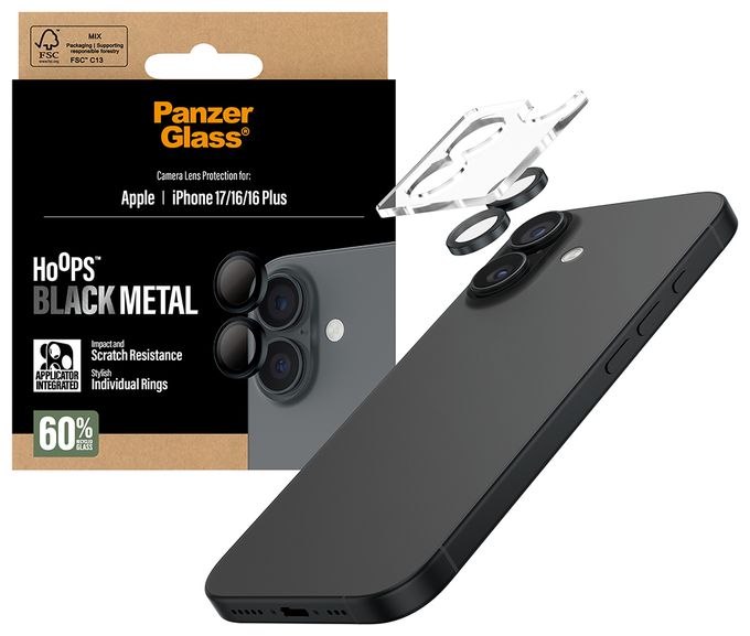 Klare Bildschirmschutzfolie Gehärtetes Glas, Silikon für  Apple Apple - iPhone 17, Apple - iPhone 16, Apple - iPhone 16 Plus Kratzresistent, Schockresistent 55024 Hoops 