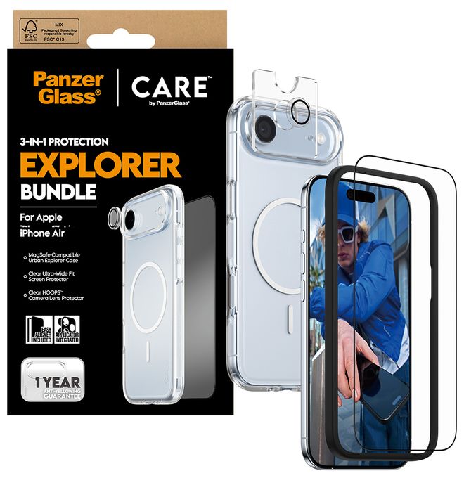 Klare Bildschirmschutzfolie Gehärtetes Glas, Polyethylenterephthalat, Silikon für  Apple iPhone Air, jakslf fa asfka af Kratzresistent, Schockresistent 66372 3-in-1 Explorer Set 