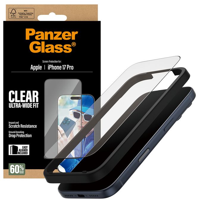Klare Bildschirmschutzfolie Gehärtetes Glas, Polyethylenterephthalat, Silikon für  Apple Apple - iPhone 17 Pro Kratzresistent, Schockresistent 99748 