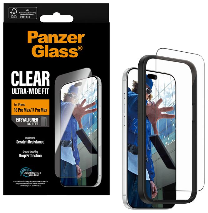 PanzerGlass® Displayschutz iPhone 18 Pro Max | 17 Pro Max | Ultra-Wide Fit m. EasyAligner 