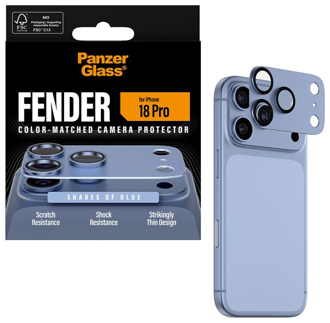 PanzerGlass® Fender Kameraschutz Shades of Blue iPhone 18 Pro 