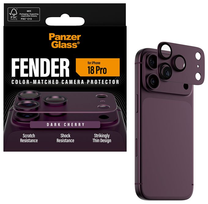 PanzerGlass® Fender Kameraschutz Dark Cherry iPhone 18 Pro 