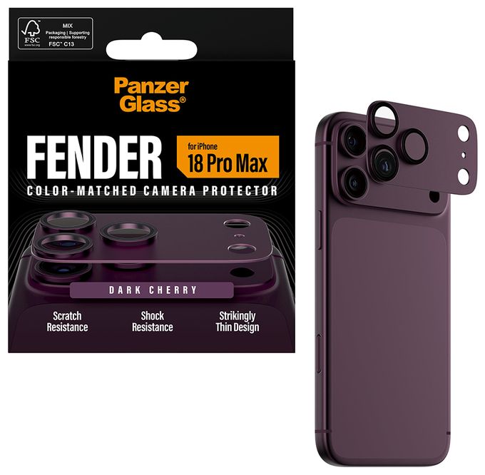PanzerGlass® Fender Kameraschutz Dark Cherry iPhone 18 Pro Max 