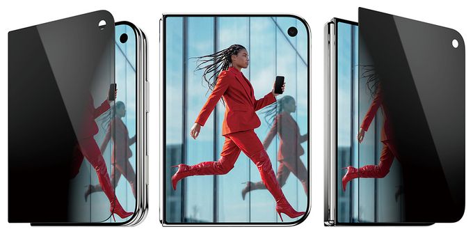 PanzerGlass® Privacy Außendisplay Displayschutz iPhone Duo | RahmenFit m. EasyAligner 