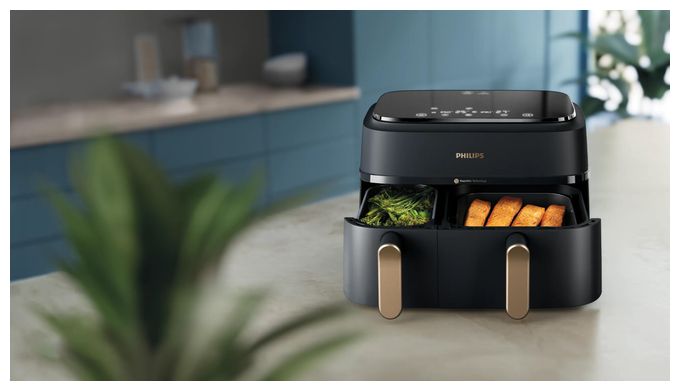 Doppel Heißluftfritteuse 9 l 2750 W  Series 3000 NA352/04 (Schwarz, Kupfer) 