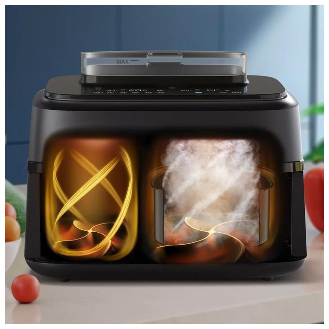 Doppel Heißluftfritteuse 9 l 2750 W  Series 5000 NA551/00 (Schwarz, Silber) 