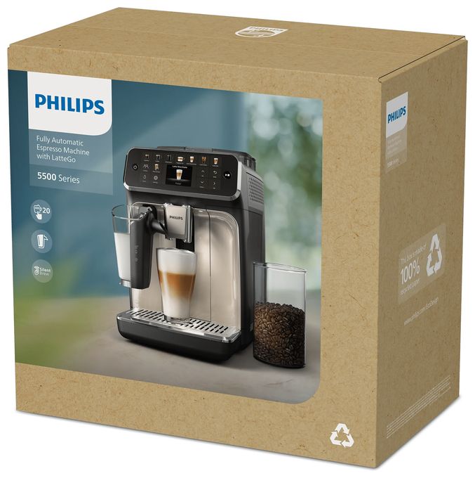 Kaffeevollautomat 15 bar 1,8 l 275 g  Series 5500 EP5543/90 LatteGo (Grau) 