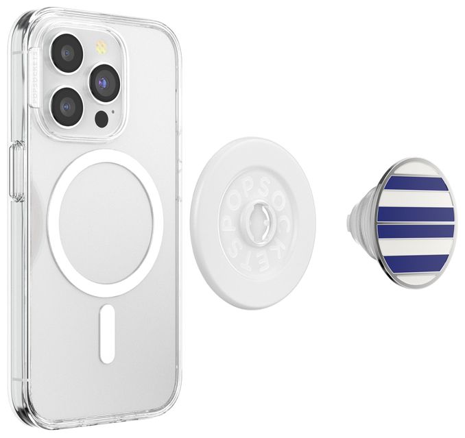 Fingerring  PopGrip Enamel Nautical Stripe (Blau, Weiß) 