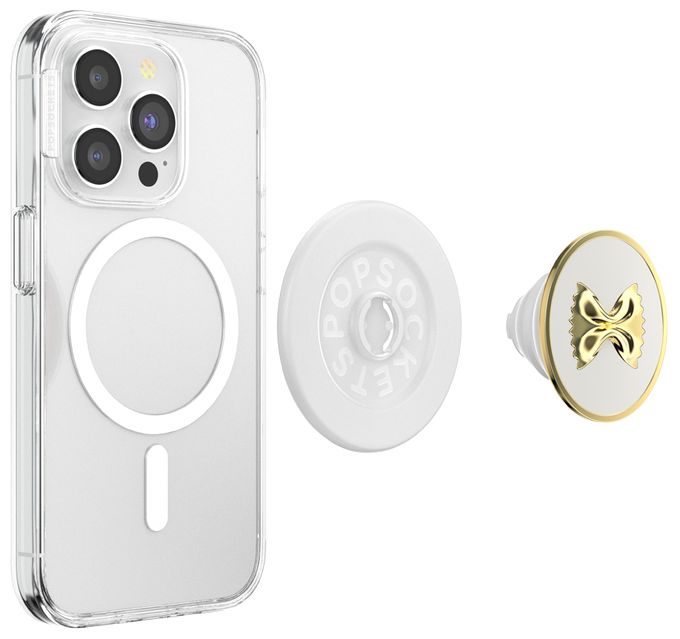 Fingerring  PopGrip Enamel Pasta (Gold, Weiß) 