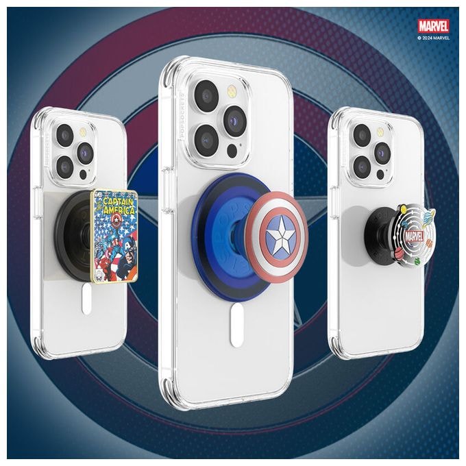 Fingerring für Jede Marke  PopGrip MagSafe Enamel Captain America (Blau, Rot, Weiß) 