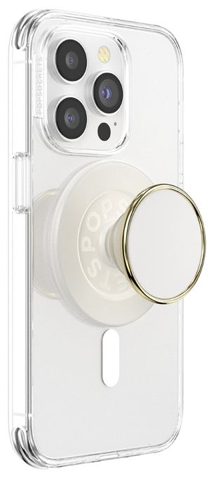 Fingerring für Apple iPhone 12+  PopGrip MagSafe Luxe Coconut Creme Enamel (Cremefarben, Gold) 