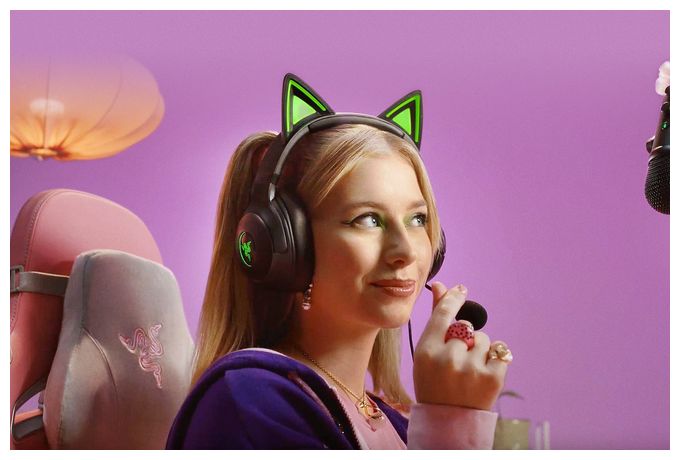 Over Ear Kopfhörer Kabelgebunden USB Typ-A  Kraken Kitty V2 (Schwarz) 