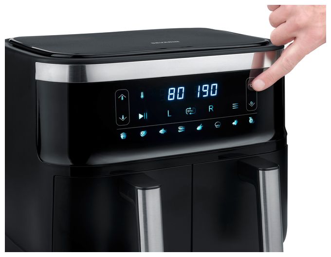 Doppel Heißluftfritteuse 3,25 l 2850 W  FR2453 (Schwarz, Silber) 