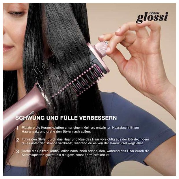 Warmluftbürste 1250 W  HT302EU Glossi 2-in-1 (Pink) 