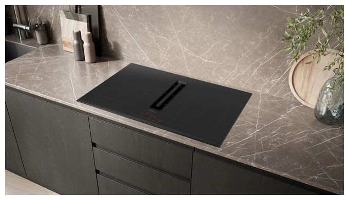 80 cm Induktionskochfeld 4 Kochzonen mit integriertem Dunstabzug iQ500 ED851HGA7 (ED851HQ26E + HZ9VDSB2) autarkes 