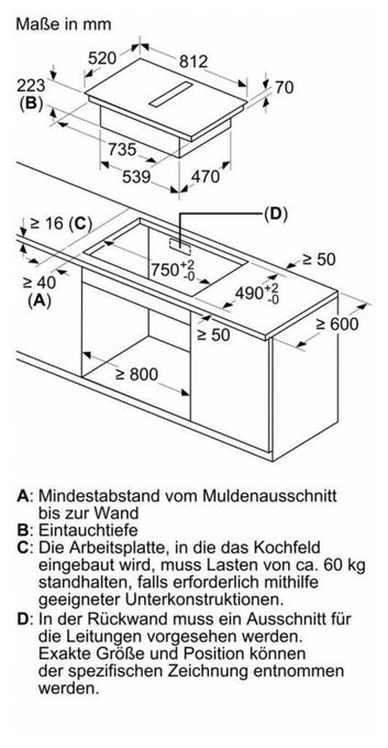 80 cm Induktionskochfeld 4 Kochzonen mit integriertem Dunstabzug iQ500 ED877HGA7 (ED877HQ26E + HZ9VDSB2) autarkes 
