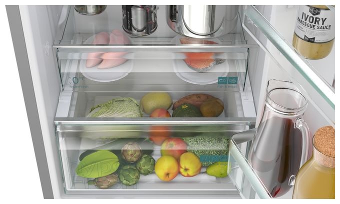 260 l / 103 l Kühl-Gefrierkombi freistehend NoFrost 162 kWh Jahr  IQ300 KG39N2LCF (Edelstahl) 