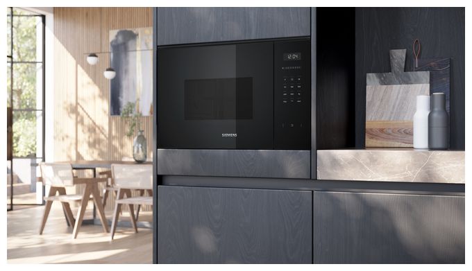 Einbau-Mikrowelle 900 W Größe: mittel 5 Stufen Grill (Schwarz) iQ500 BE555LMB1 