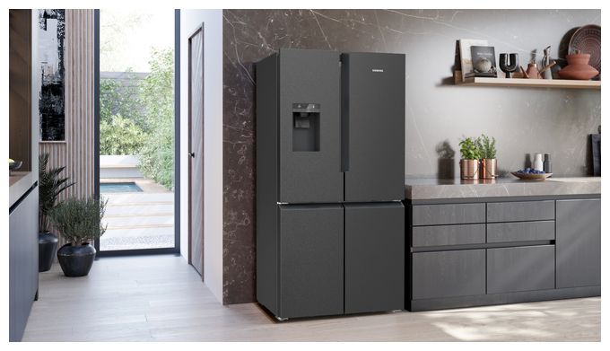 Side-by-Side Kühl-/ Gefrierkombination 375 l / 199 l 327 kWh NoFrost 1830 mm x 905 mm  iQ500 KF96DAXEA (Schwarz, Edelstahl) 