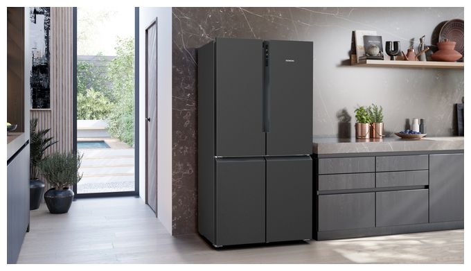 Side-by-Side Kühl-/ Gefrierkombination French Door 405 l / 200 l 333 kWh NoFrost 1830 mm x 910 mm  iQ500 KF96NAXEA (Schwarz, Edelstahl) 