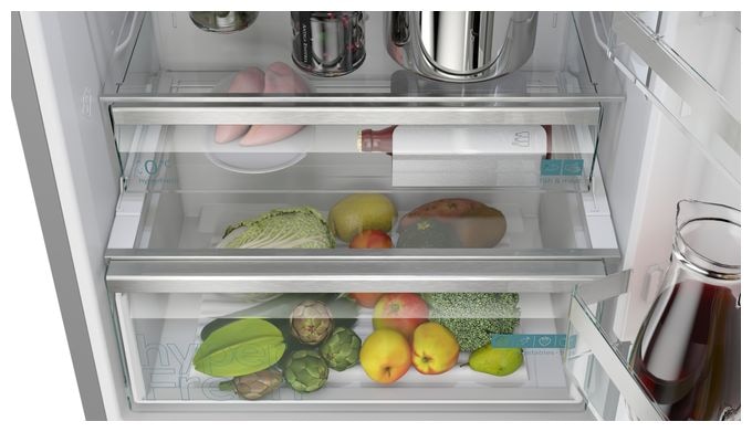 311 l / 129 l Kühl-Gefrierkombi freistehend NoFrost 142 kWh Jahr  iQ500 KG49NAIBT (Edelstahl) 