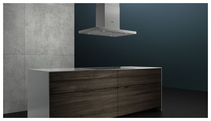 Abluft/Umluft Dunstabzugshaube/Esse Insel 90 cm (Edelstahl) iQ500 LF97BCP50 