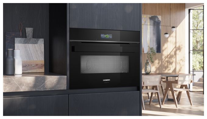 Einbaubackofen kompakt AutoClean Mikrowelle (Schwarz/Edelstahl) iQ700 CM924G1B1 