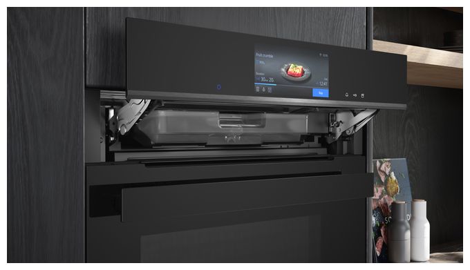 Einbaubackofen kompakt Dampfgaren AutoClean (Schwarz) iQ700 CS938GCB2 