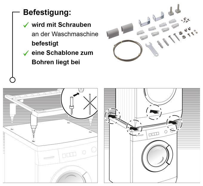 WZ11410 Zwischenbausatz Waschmaschine/Wäschetrockner 