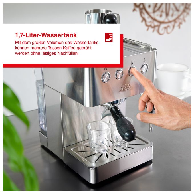 Siebträger Kaffeemaschine 15 bar 1450 W  1014 Barista Gran Gusto (Silber) 